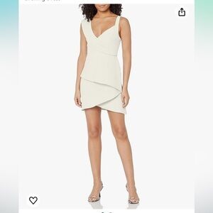 BCBGMAXAZRIA Women's Fit and Flare Peplum Asymmetrical Evening Dress